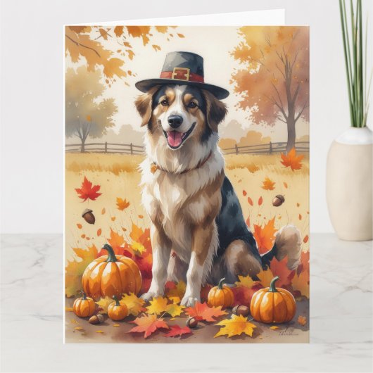 Carte Berger anatolien en automne quitte Thanksgiving (Devant)