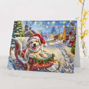 Carte Berger anatolien en Sleigh neige Noël