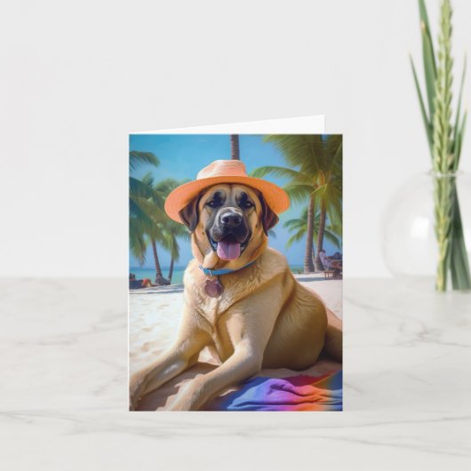 Carte Berger anatolien sur la plage, cadeau d'été amoure (Devant)