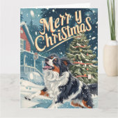 Carte Berger australien à Noël de neige (Devant)