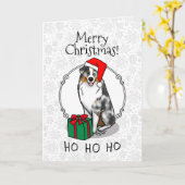 Carte Berger australien de Noël (bleu merle tan/w 1) (Fleur jaune)