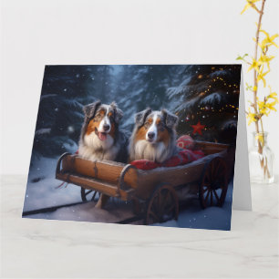 Carte Berger Australien enneigé Traîneau Décor de Noël