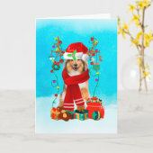 Carte Berger écossais Rough dans la neige avec des cadea (Fleur jaune)