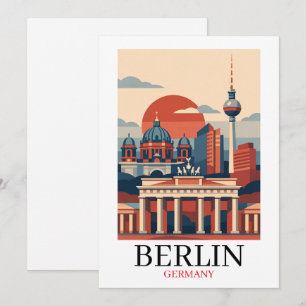 Carte Berlin Allemagne Cité Skyline – Minimaliste Vintag