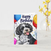 Carte Bernedoodle avec ballons (Fleur jaune)