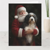 Carte Bernedoodle avec Noël Festif du Père Noël (Devant)