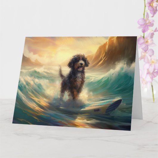 Carte Bernedoodle Beach Surf Peinture (Orchidée)