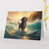 Carte Bernedoodle Beach Surf Peinture (Fleur jaune)