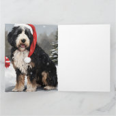 Carte Bernedoodle Chien dans Noël de neige (Intérieur)
