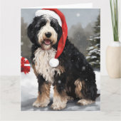 Carte Bernedoodle Chien dans Noël de neige (Devant)