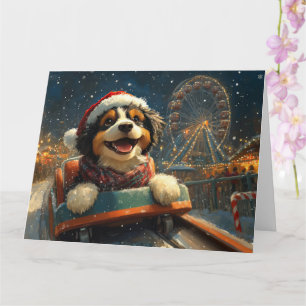 Carte Bernedoodle Chien Montagnes Russes Noël