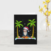 Carte Bernedoodle Chien Santa Hat Palm Tree Beach Noël P (Fleur jaune)