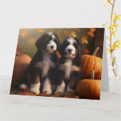 Carte Bernedoodle Chiot Automne Citrouille de plaisir (Fleur jaune)