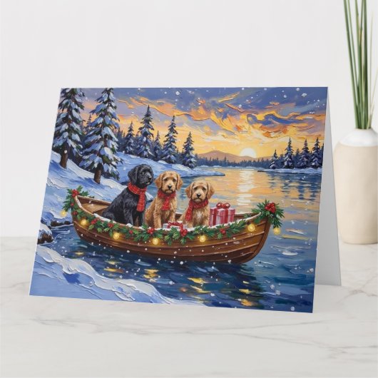 Carte Bernedoodle Christmas Boat Holiday (Devant)