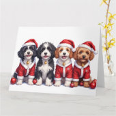 Carte Bernedoodle Christmas Dress Santa Hat (Fleur jaune)
