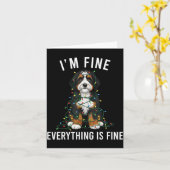 Carte Bernedoodle Christmas I'm Fine Everything Is Fine (Fleur jaune)