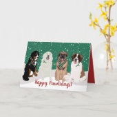 Carte Bernese Leonberger Les Grandes Pyrénées Noël (Fleur jaune)