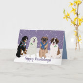Carte Bernese Leonberger Pyrénées St Bernard Noël (Fleur jaune)