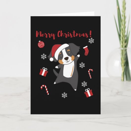 Carte Bernese Merry Christmas Happy Christmas Dogs (Devant)