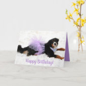 Carte Bernese Mountain Dog Anniversaire (Fleur jaune)