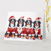 Carte Bernese Mountain Dog Christmas Dress Santa Hat (Fleur jaune)