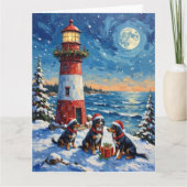 Carte Bernese Mountain Dog Christmas Lighthouse Holiday (Devant)