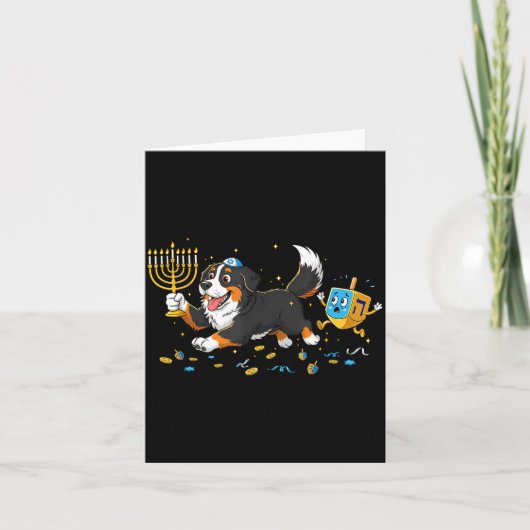 Carte Bernese Mountain Dog Dreidel Menorah Hanukkah Wome (Devant)
