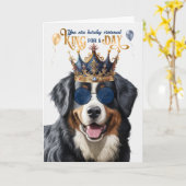 Carte Bernese Mountain Dog King pour une journée d'anniv (Fleur jaune)