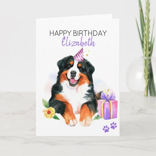 Carte Bernese Mountain Dog Personnalisé Joyeux Anniversa (Devant)