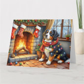 Carte Bernese Mountain Fireplace with Christmas Lights (Devant)