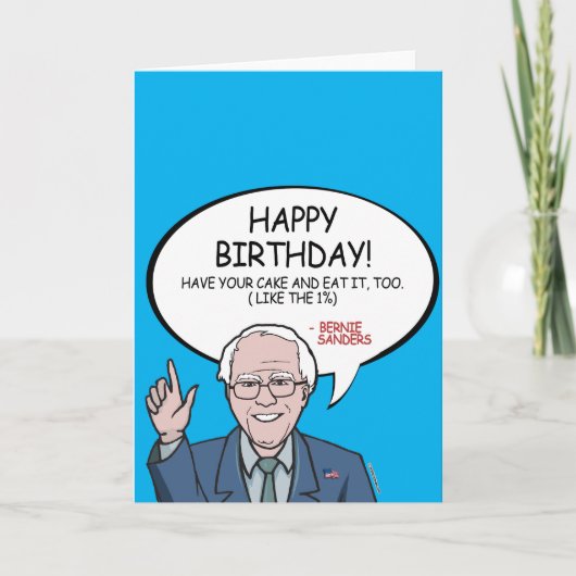 Carte Bernie Sanders Salutation - Joyeux anniversaire -. (Devant)