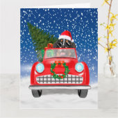 Carte Bernois Mountain Dog Conduite Voiture En Neige Noë (Fleur jaune)