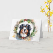 Carte Bernois Mountain Festive Wreath Pup (Fleur jaune)