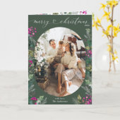 Carte Berries botaniques vertes modernes Photo Noël (Fleur jaune)