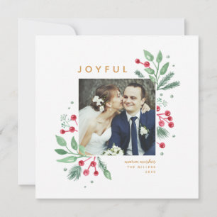 Carte Berries d'hiver Végétation Photo de Noël   CARRÉ