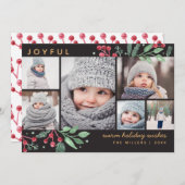 Carte Berries d'hiver Verdure Noël Multi-photo (Devant / Derrière)