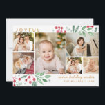 Carte Berries d'hiver Verdure Noël Multi-photo<br><div class="desc">Carte de vacances festive et peintre avec nos produits d'aquarelle exclusifs pour l'hiver et les baies pour encadrer et mettre en valeur votre photo. Ce collage multi-photo met en évidence 6 de vos photos. Tout le texte est entièrement personnalisable.</div>