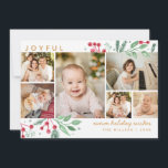 Carte Berries d'hiver Verdure Noël Multi-photo<br><div class="desc">Carte de vacances festive et peintre avec nos produits d'aquarelle exclusifs pour l'hiver et les baies pour encadrer et mettre en valeur votre photo. Ce collage multi-photo met en évidence 6 de vos photos. Tout le texte est entièrement personnalisable.</div>