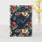 Carte Berries et fleurs élégantes à Noël de la Marine (Fleur jaune)