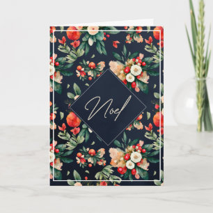 Carte Berries et fleurs élégantes à Noël de la Marine