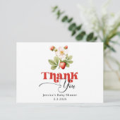 Carte Berry doux baby shower fraise merci (Debout devant)