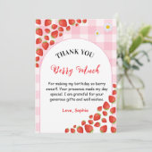 Carte Berry first gingham birthday Thank You Card (Debout devant)