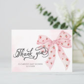 Carte Berry fraise Merci mou Bow rose pâle (Debout devant)