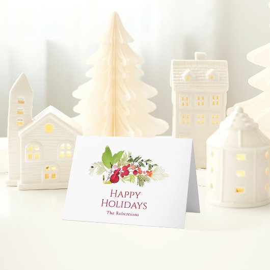 Carte Berry Holly Festive et aquarelle À feuillage persi