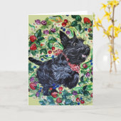 Carte Berry Scottish Terrier ! (Fleur jaune)