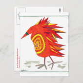 Carte Bessie Bird Post-Carte Bead Bellied Block Fe (Devant / Derrière)