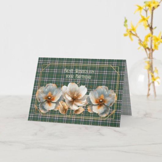 Carte Best Birthday Wishes Cape Breton Island Tartan (Fleur jaune)