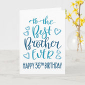 Carte Best Brother Ever 36ème Anniversaire Typographie e (Fleur jaune)