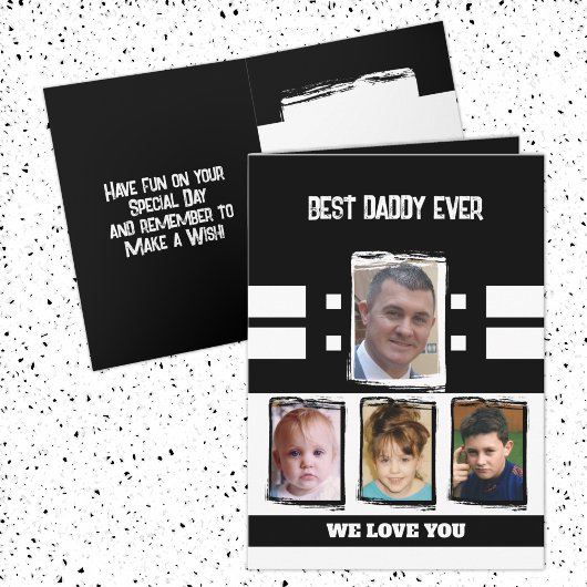 Carte Best daddy 4 photos vous aiment blanc noir