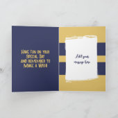 Carte Best daddy 4 photos vous aiment marine or (Intérieur)